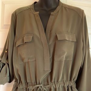 Olive Green Mid-Length Casual Dress